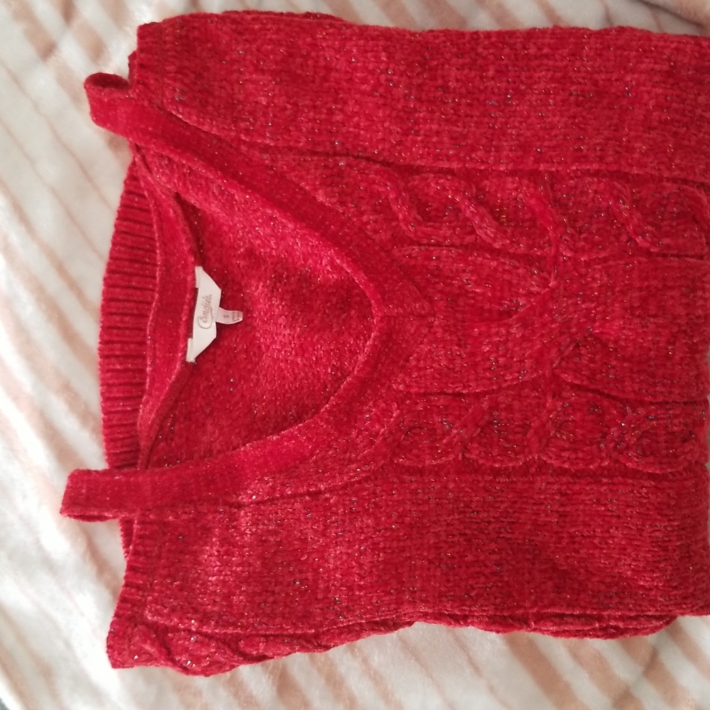 Candie's Red Sparkling V-neck Sweater!